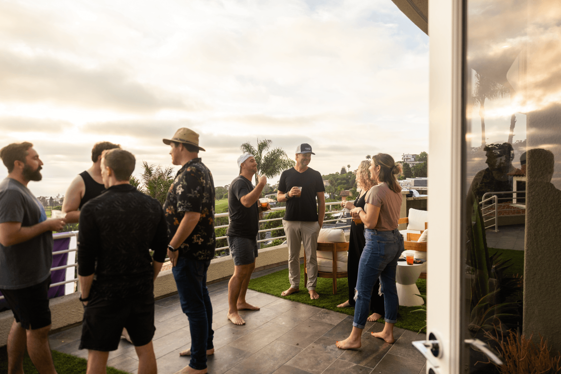 The team gathered on a rooftop